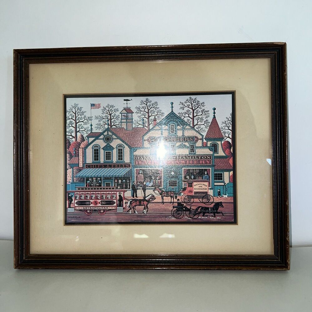 Charles Wylsocki Framed Art Print Folk Art Metropolitan Street Scene Old World